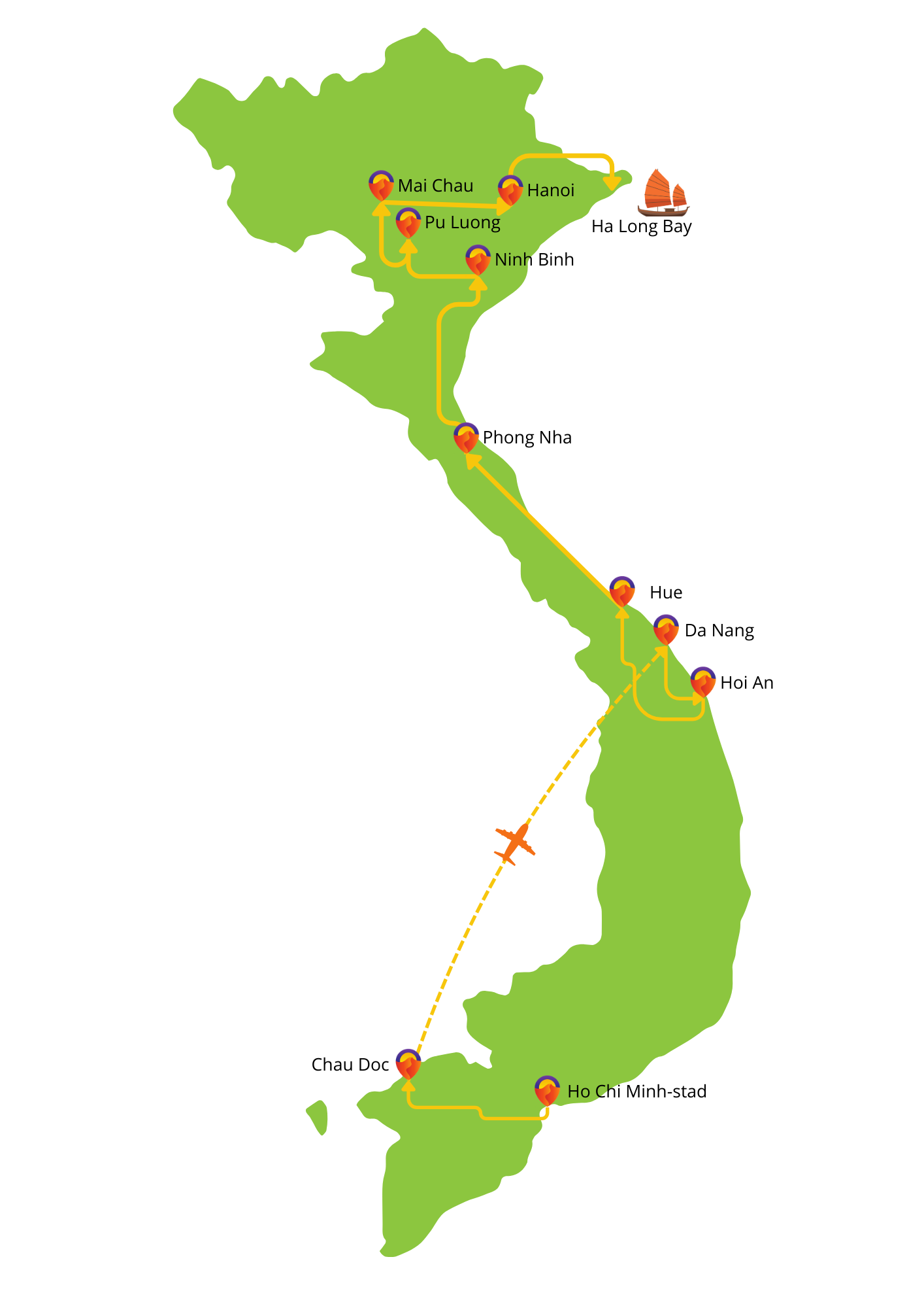 Route Vietnam 24 dagen